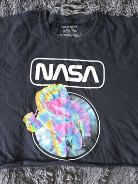 Chemistry Black Tee with Neon Tie-Dye Astronaut Graphic